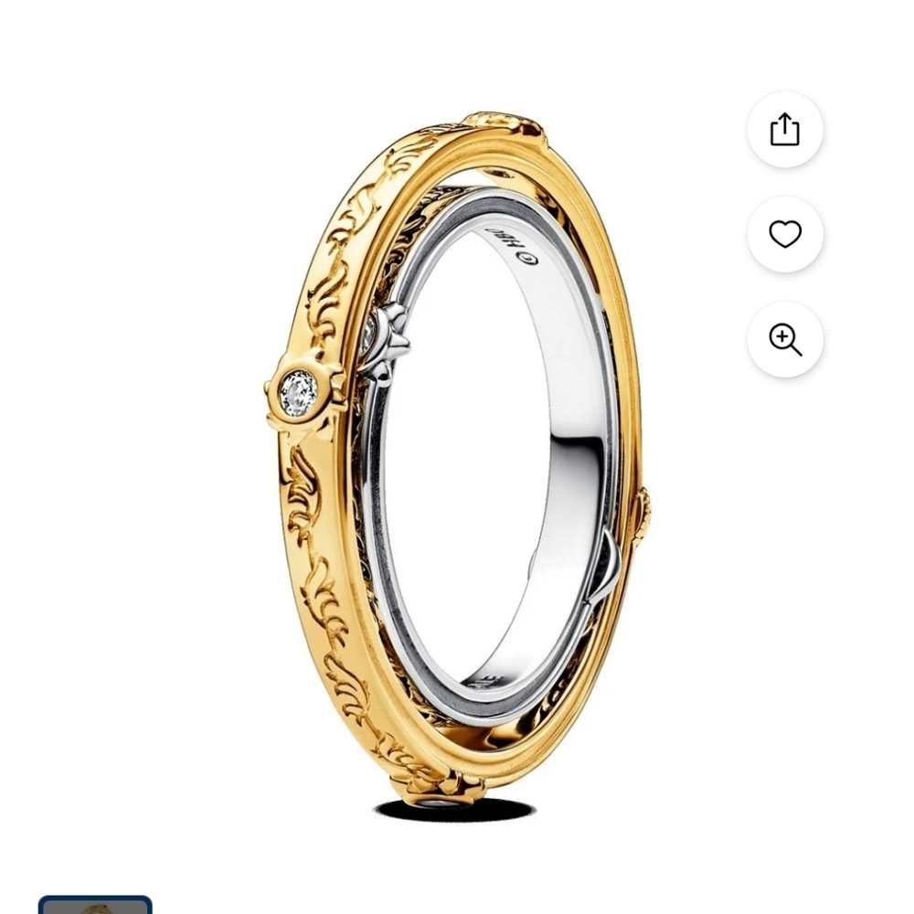Pandora Gold and Silver Ring with Intricate Design